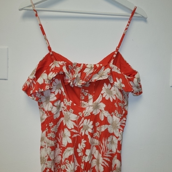 Band of Gypsies Lana Red and White Floral Button Ruffle Maxi Dress Size S - Picture 9 of 14